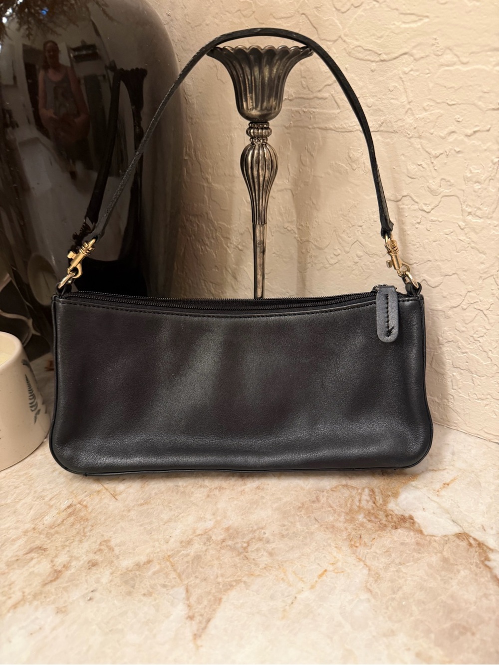 Vintage Giani Bernini black leather shoulder bag